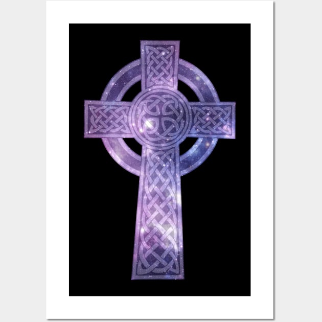 Purple Celtic Cross Medieval Christian Wall Art by DesignsbyZazz